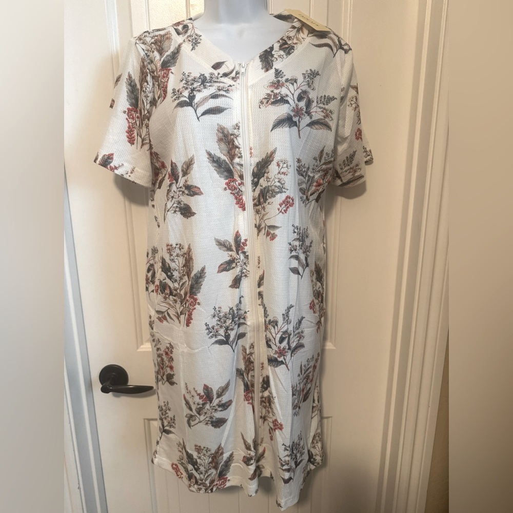 NWT Ekouaer Zip Waffle Bathrobe Lightweight Knee Length w/Pockets, Size Small